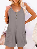 Momentlover Split-Joint Sleeveless Loose U-Neck Rompers