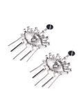Momentlover Tasseled Rhine Stones Eye Shape Drop Earrings