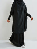 Momentlover Muslim Batwing Sleeves Long Sleeves Solid Color High Neck Shirts Top + Skirts Bottom Two Pieces Set