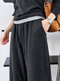 Momentlover Hooded Long Sleeves Buttoned  T-Shirts Top + Vest Top + Wide Leg Drawstring Elasticity Pants Bottom Three Pieces Set