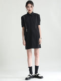 Momentlover Original Solid Color Detachable Falbala Black Mini Dress