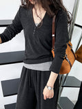 Momentlover Hooded Long Sleeves Buttoned  T-Shirts Top + Vest Top + Wide Leg Drawstring Elasticity Pants Bottom Three Pieces Set