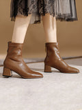 Momentlover Zipper Square-Toe Split-Joint Boots
