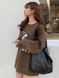 Momentlover Fashion Urban Solid Color PU Shoulder Bag