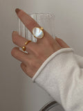 Momentlover Geometric Mother-Of-Pearl Adjustable Rings Accessories