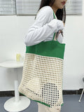 Momentlover Beach Contrast Color Hollow Bags Accessories