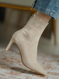 Momentlover Zipper Split-Joint Pointed-Toe Sock Boots Boots