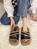 Momentlover Velvet Split-Joint Slippers