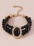 Momentlover Rhine Stones Geometric Chains Adjustable Bracelet Accessories