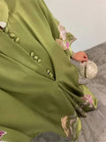 Momentlover Batwing Sleeves Loose Floral Printed Muslim Pleated Stand Collar Maxi Dresses