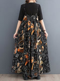 Momentlover Printed Figure Wide Leg Loose Spaghetti-Neck Overalls