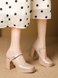 Momentlover Square-Toe Shallow Cut Pumps Mary Janes
