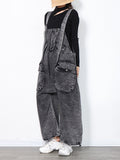 Momentlover Original Cool Denim Split-Joint Square-Neck Overalls