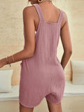 Momentlover Solid Color Sleeveless Loose U-neck Rompers