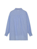 Momentlover Solid Color High-Low Long Sleeves Buttoned Jacquard Lapel Shirts Top +Shorts Bottom Two Pieces Set
