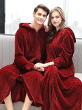Momentlover Comfortable Hooded Zipper Warm Pajama Robe