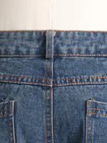 Momentlover Asymmetric Boat Neck Fringed Vest Top+ Belted High Waisted Jeans Bottom Two Pieces Set