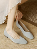 Momentlover Square-Toe Solid Color Shoes Flats