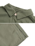 Momentlover Solid Color Ribbed Short Sleeves Loose Lapel Midi Dresses