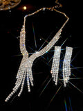 Tasseled Rhine Stones 2 pieces Necklaces Accessories Earrings Accessories