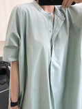 Momentlover Original Solid Round-Neck Shirt Dress