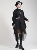 Momentlover Urban Loose Split-Joint Lapel Long Sleeves Midi Dress