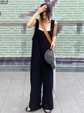 Momentlover Original Creation Sleeveless Loose Solid Color Square-Neck Overalls