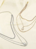 Rhine Stones Layered Normcore Necklaces Accessories