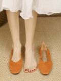 Momentlover Square-Toe Solid Color Shoes Flats