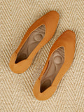 Momentlover Square-Toe Solid Color Shoes Flats