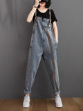 Momentlover Original Leopard Elasticity Denim Overalls