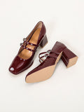 Momentlover Square-Toe Shallow Cut Pumps Mary Janes