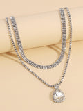 Rhine Stones Geometric Double Layered Necklaces Accessories