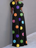 Momentlover Cap Sleeve Wide Leg Floral Printed Jumpsuits