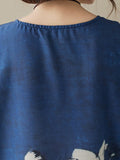 Momentlover Printed Short Sleeves Loose Round-neck Maxi Dresses