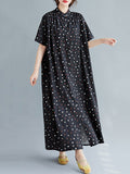 Momentlover Original Polka-Dot Stand Collar Shirts Dress