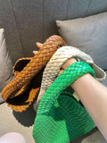 Momentlover Woven Solid Color Handbags Bags