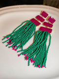 Momentlover Tasseled Geometric Drop Earrings