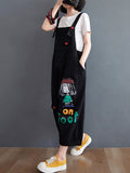 Momentlover Original Cartoon Printed Puff Denim Overalls