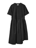 Momentlover Casual Loose Short Sleeves Solid Color Round-Neck Midi Dresses