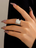Momentlover Solid Color Geometric Rings Accessories