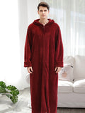 Momentlover Comfortable Hooded Zipper Warm Pajama Robe