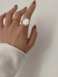Momentlover Geometric Mother-Of-Pearl Adjustable Rings Accessories