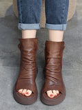 Momentlover Urban Black Brown Zipper Hollow Platform Shoes