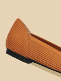 Momentlover V-Cut Square-Toe Split-Joint Solid Color Flat Shoes
