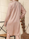 Momentlover Sequined Pockets Buttoned Asymmetric Loose Long Sleeves Lapel Shirt Dress Mini Dresses
