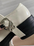 Momentlover Round-Toe Butterfly Shape Buckle Mary Janes