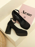 Momentlover Square-Toe Shallow Cut Lace-Up Pumps Mary Janes
