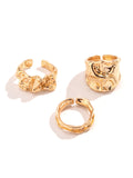 Momentlover Solid Color Geometric Three Pieces Rings Accessories