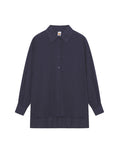 Momentlover Solid Color High-Low Long Sleeves Buttoned Jacquard Lapel Shirts Top +Shorts Bottom Two Pieces Set